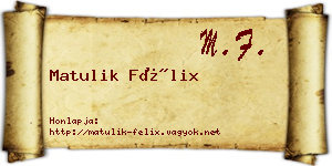 Matulik Félix névjegykártya